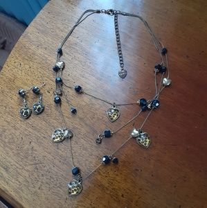 Betsey Johnson Layered Necklace & Earrings SET